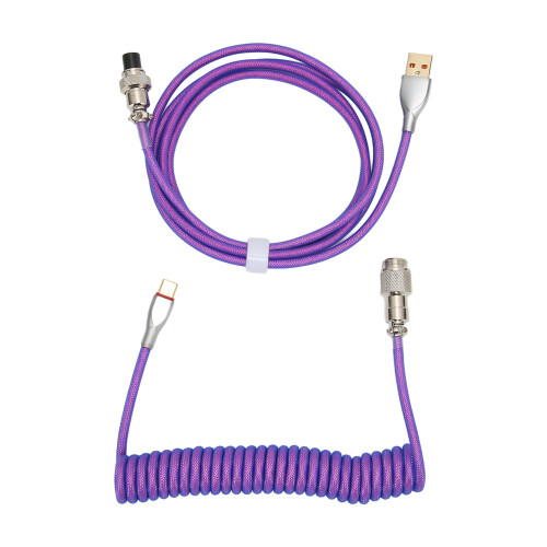 Cable de teclado USB-C a USB-A enrollado en nylon morado 1