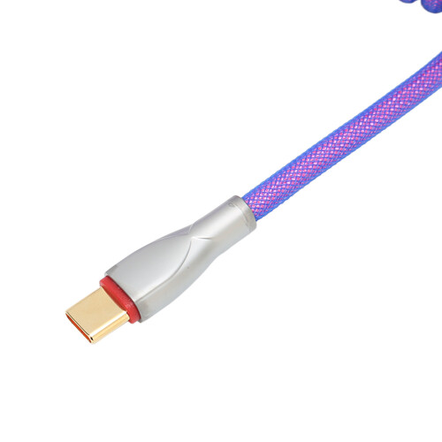 Cable de teclado USB-C a USB-A enrollado en nylon morado 2