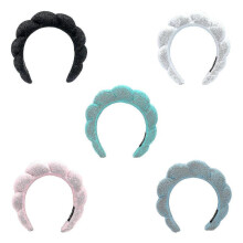 (Black) Spa Headband Washing Face Terry Towel Headband Yoga Sweatband Sponge Hairband