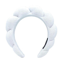 (White) Spa Headband Washing Face Terry Towel Headband Yoga Sweatband Sponge Hairband