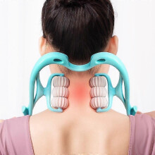 (pink) Cervical Massager Clip Neck Massage Artifact Six Wheel Neck Kneading Massager Manual Multifunctional Home Use Fatigue Relief