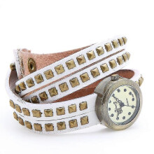 (White) Women's Vintage Rivets Bracelet Wrist Watch