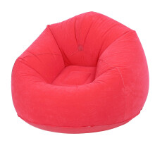 Inflatable Sofa Bean Bag Chair, Flocked PVC, Portable Folding Blow-Up Chair, Red, For Living Room/Bedroom/Balcony/Office