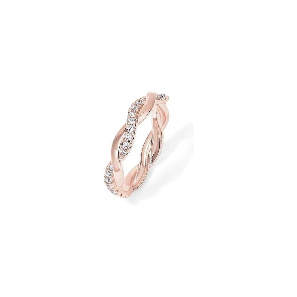 Kikidex (As Show, One Size) 14K Plated Cubic Zirconia Twisted Rope Eternity Band For Women Gold