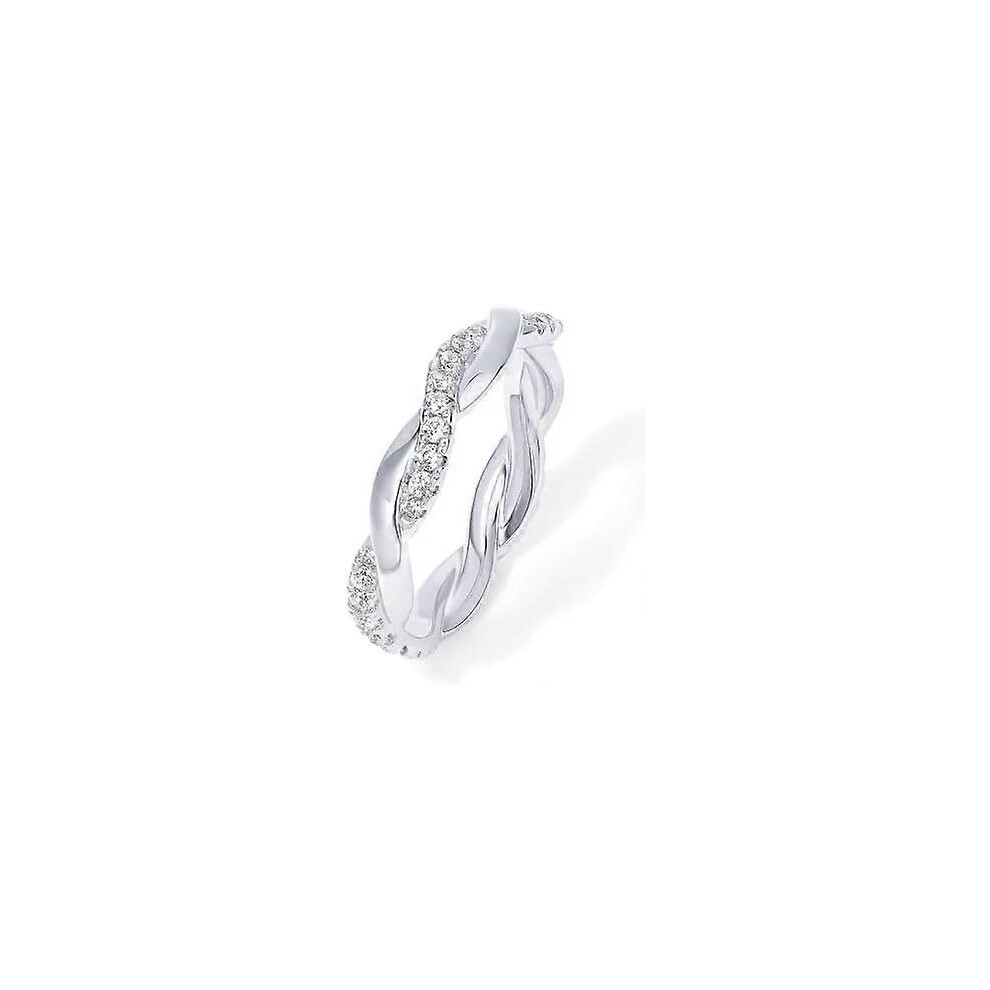 Kikidex (As Show, One Size) 14K Plated Cubic Zirconia Twisted Rope Eternity Band For Women Gold