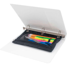 ADVANTUS Reißverschluss-Mäppchen für Bleistifte mit Nieten, 7-3/8" x 10", Schwarz mit Klarsicht-Front, 3er-Pack (63067)