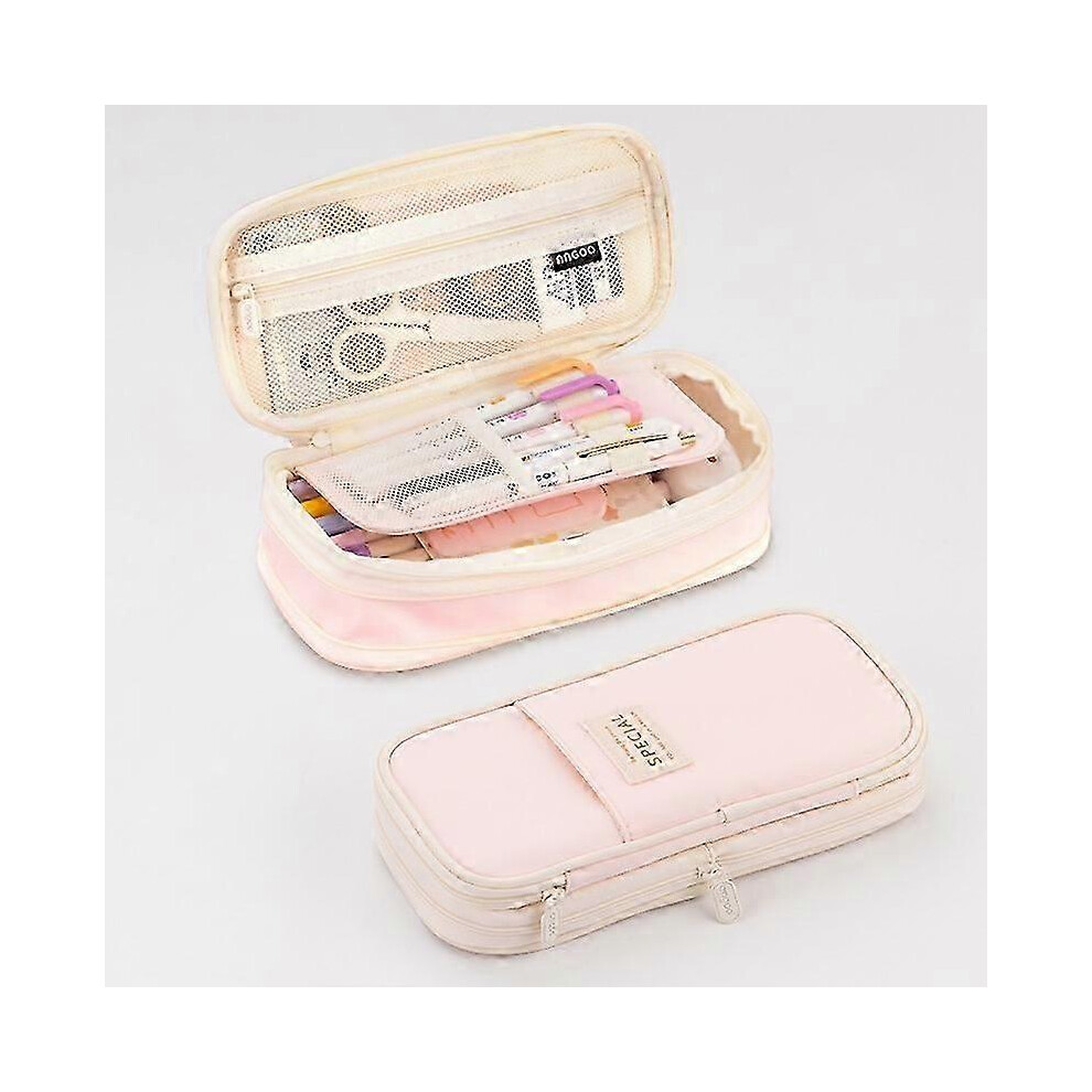 Kikidex (As Show, One Size) Angoo Macaron Double-Layer Retractable Large-Capacity Pencil Case Stationery Box