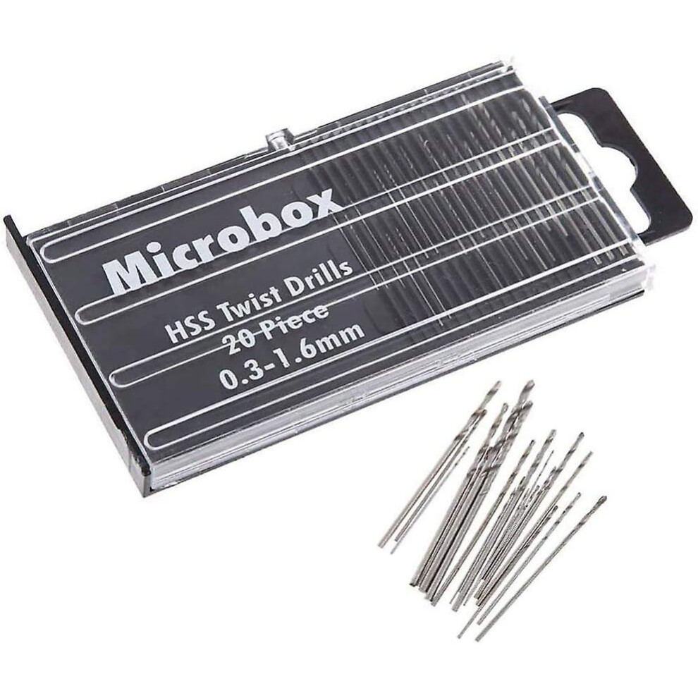 Kikidex (As Show, One Size) 20Pcs Hss High Speed Steel Mini Twist Drill Bits 0.3Mm-1.6Mm
