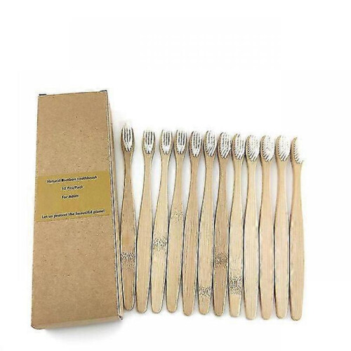 (colorful-12-4) 12 Bamboo Charcoal Toothbrushes Soft Bristles