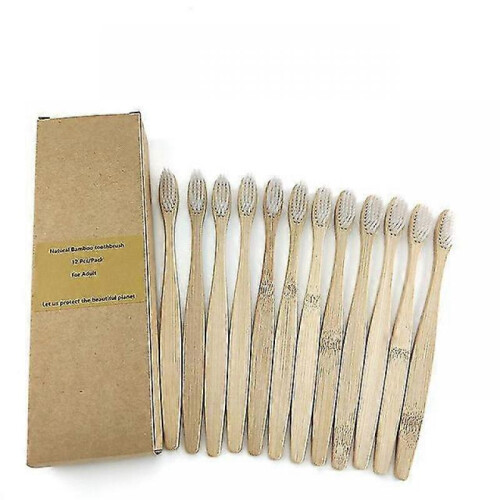 (colorful-12-3) 12 Bamboo Charcoal Toothbrushes Soft Bristles