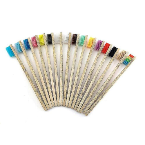 (colorful-12-3) 12 Bamboo Charcoal Toothbrushes Soft Bristles 1