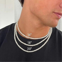 (40Cm Pearl Necklace) Imitation Pearl Necklace Men Simple Handmade Strand Bead Necklace 2022 New Trend#wdmy184