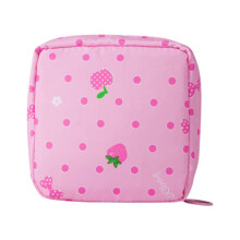 Sanitary Napkin Storage Bag, 1Pc Portable Menstrual Pad Organizer, Tampon Carry Bag, 12 x 12 x 4 cm, Pink Strawberry