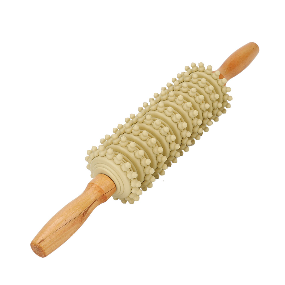 Beech Wood Massage Roller for Cellulite Reduction and Muscle Relaxation