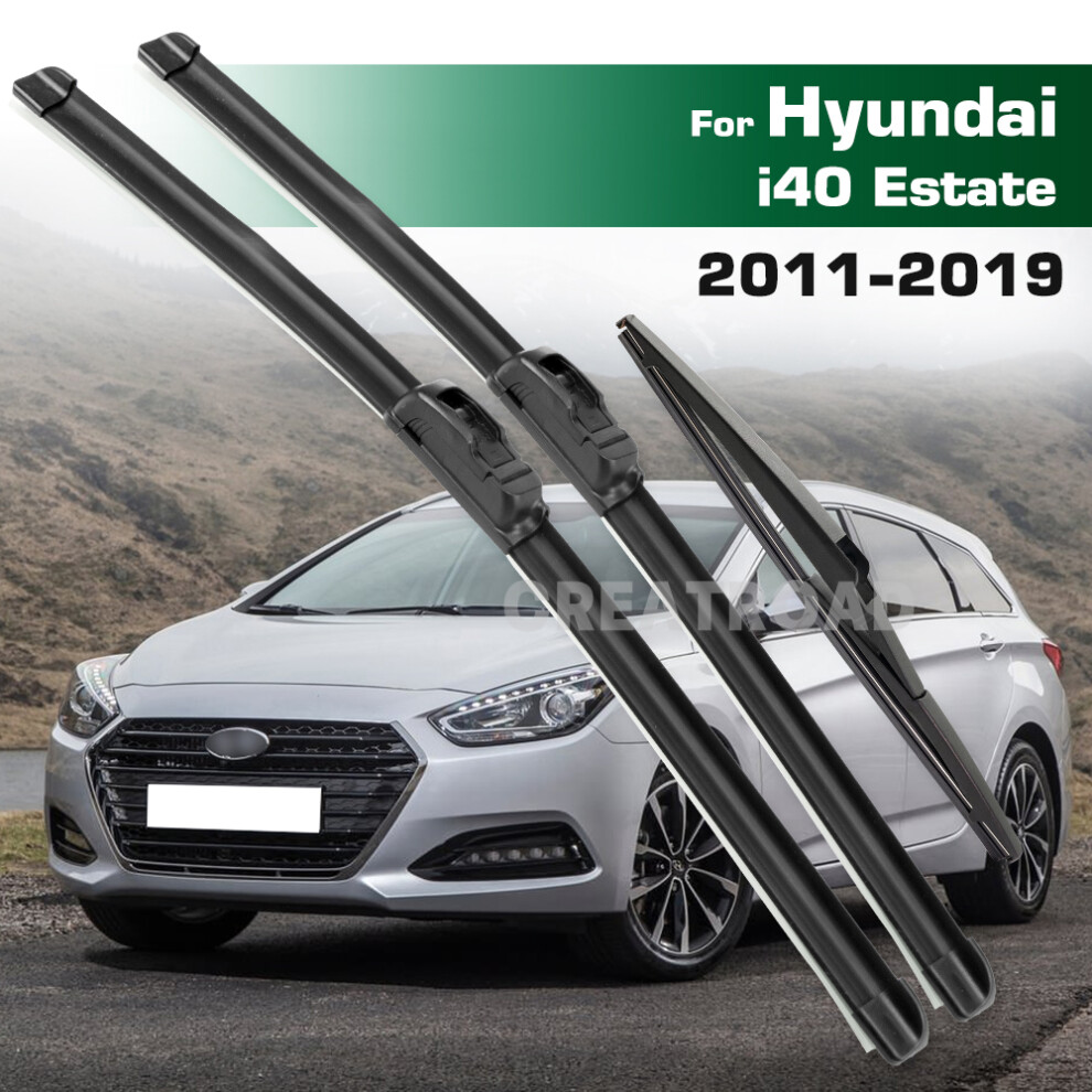 (3Pcs) Wiper Lhd&Rhd Front & Rear Wiper Blades Set For Hyundai I40 Estate 2011 - 2019 Windshield Windscreen Window Brushes 6935159276577