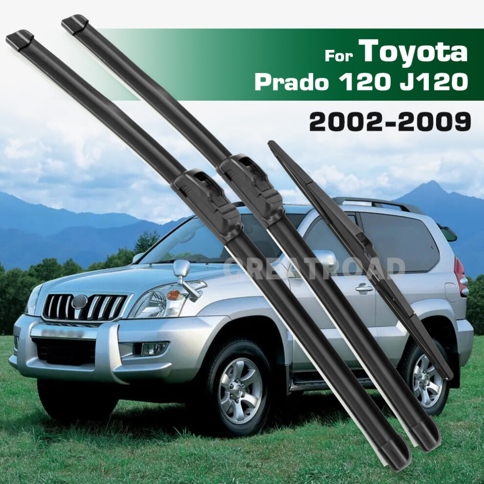 (3Pcs) Wiper Lhd&Rhd Front & Rear Wiper Blades Set For Toyota Prado 120 J120 2002 - 2009 Windshield Windscreen Window Brushes 6935159276485