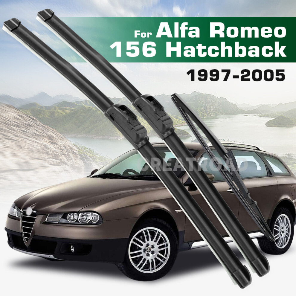 (3Pcs) Wiper Lhd&Rhd Front & Rear Wiper Blades Set For Alfa Romeo 156 Hatchback 1997 - 2005 Windshield Windscreen Window 6935159271831