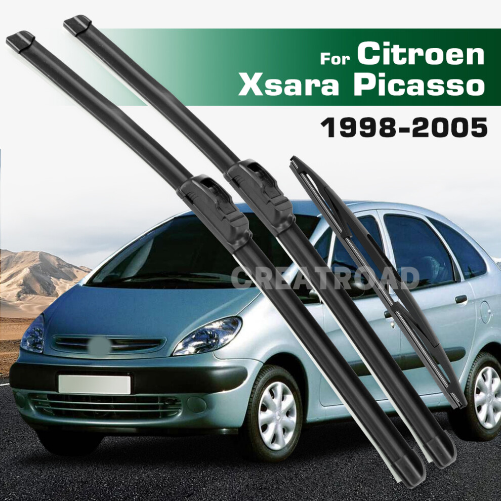 (3Pcs) Wiper Lhd&Rhd Front & Rear Wiper Blades Set For Citroen Xsara Picasso 1998 - 2005 Windshield Windscreen Window Brushes 6935159271619