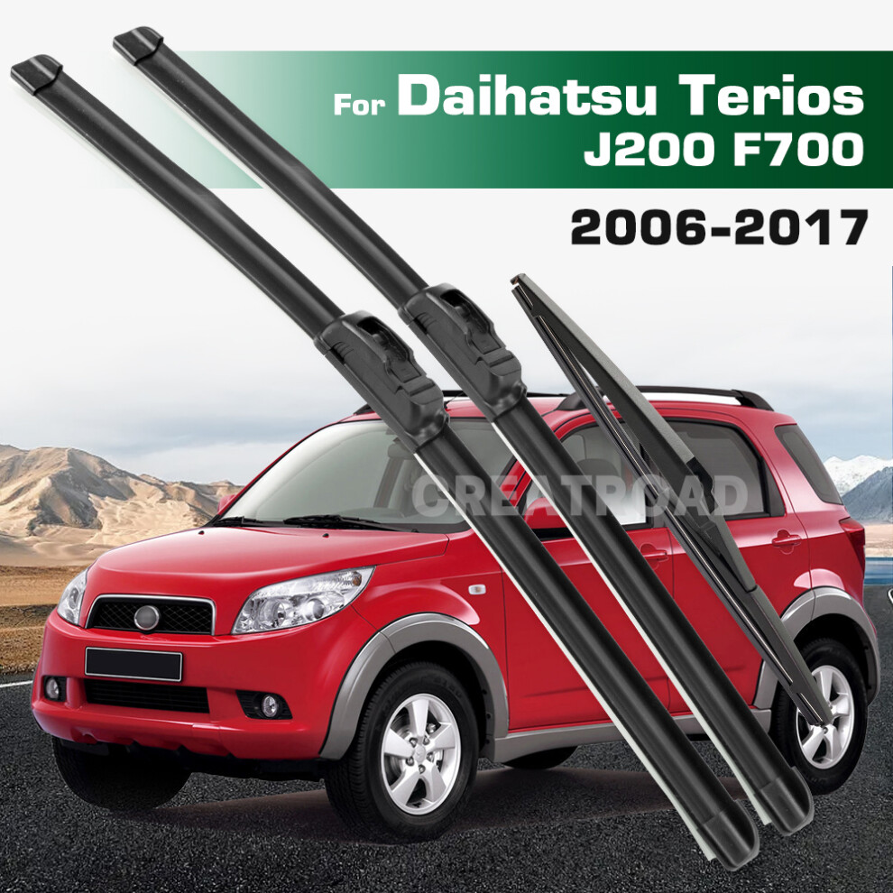 (3Pcs) For Daihatsu Terios J200 F700 2006-2017 2007 2008 Wiper Front&Rear Wiper Blades Windshield Windscreen Window Brushes 21" 18" 12" 6935159271312