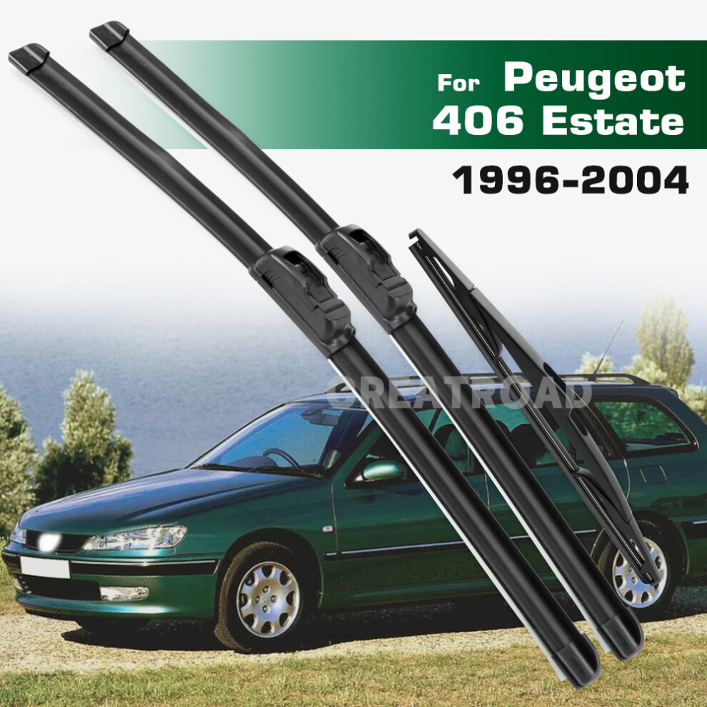 (3Pcs) Wiper Lhd&Rhd Front & Rear Wiper Blades Set For Peugeot 406 Estate 1996 - 2004 Windshield Windscreen Window Brushes 6935159271077