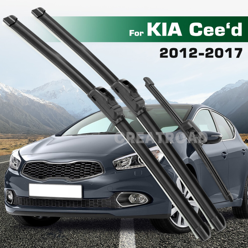 (3Pcs) Wiper Lhd&Rhd Front & Rear Wiper Blades Set For Kia Cee'd Ceed 2012 - 2017 Windshield Windscreen Window Brushes 6935159271008