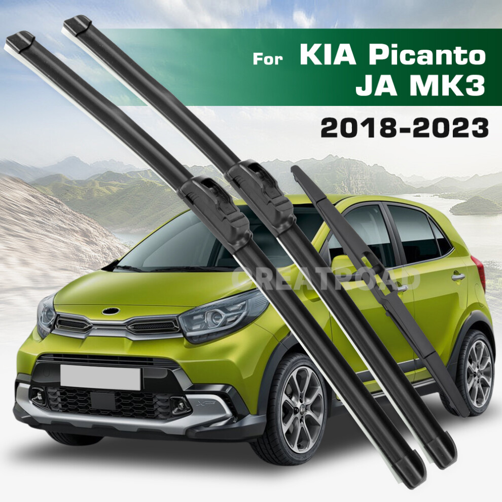 (3Pcs) Wiper Lhd&Rhd Front & Rear Wiper Blades Set For Kia Picanto Mk3 2018 - 2023 Windshield Windscreen Window Brushes 6935159276904