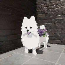 (brown) Pomeranian Dog Flowerpot Pet Dog Flowerpot Lovely Pet Potted Garden Decoration