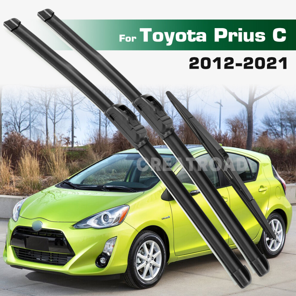 (3Pcs) Wiper Lhd&Rhd Front & Rear Wiper Blades Set For Toyota Prius C 2012 - 2021 Windshield Windscreen Window Brushes 6935159270735