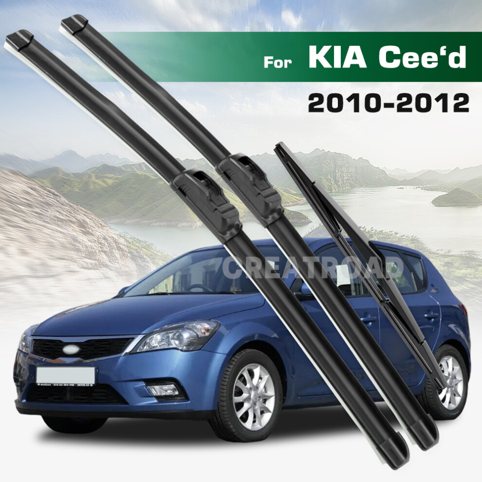(3Pcs) Wiper Lhd&Rhd Front & Rear Wiper Blades Set For Kia Cee'd Ceed Ed 2010 - 2012 Windshield Windscreen Window Brushes 6935159270728