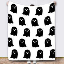 (150x200cm, Flannel 04) Halloween Viral Pink Ghost Blanket Flannel Soft for All Seasons Blankets Kawaii Plush Cute Throw Blanket for Bedroom