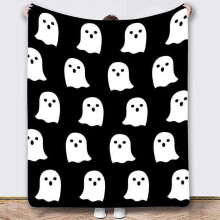 (130x150cm, Flannel 03) Halloween Viral Pink Ghost Blanket Flannel Soft for All Seasons Blankets Kawaii Plush Cute Throw Blanket for Bedroom