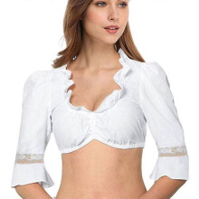 (XL, White) 2023 Bigsale Dirndl Blouse With Ruffles White - Traditional Elegant Bavarian Oktoberfest Cropped Blouse