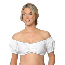 (M, Silver white) 2023 Bigsale Dirndl Blouse With Ruffles White - Traditional Elegant Bavarian Oktoberfest Cropped Blouse