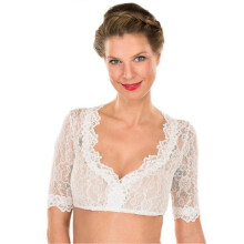 (S, Apricot) 2023 Bigsale Dirndl Blouse With Ruffles White - Traditional Elegant Bavarian Oktoberfest Cropped Blouse