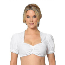 (XXL, Pearl White) 2023 Bigsale Dirndl Blouse With Ruffles White - Traditional Elegant Bavarian Oktoberfest Cropped Blouse
