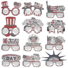 24pcs Patriotic Party Glasses Photo Booth Props Party Favors 4th Of July Glasses