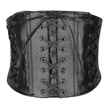 (1) Medieval Women Cosplay Retro Lady Waist Shape Corset Wide Elastic Viking Gothic Punk Faux Leather Belt Stretch Waistband