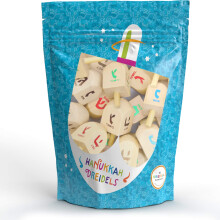 Hanukkah Dreidel 24 ekstra store tr?dreidels h?ndmalede - Inkluderer spilinstruktionskort! (24-Pack XL Dreidels)