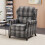 Living And Home Grey Checkered Linen Upholstered Recliner Chair, Folding Footrest, Adjustable Backrest 1