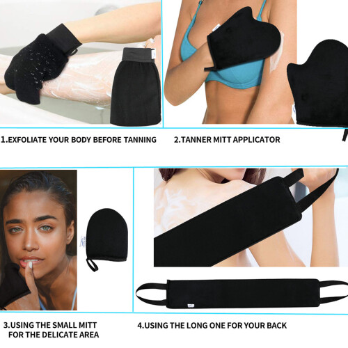Reusable Flocking Tanning Glove 2pcs, Washable, Even Application 2