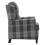 Living And Home Grey Checkered Linen Upholstered Recliner Chair, Folding Footrest, Adjustable Backrest 4