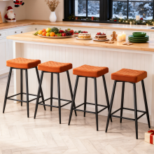 (Orange(Velvet), 4PCS) 4PCS Velvet Bar Stools Home