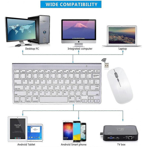 Wireless Keyboard And Mouse for Apple Imac Windows Or Android (2.4g Wireless) 2