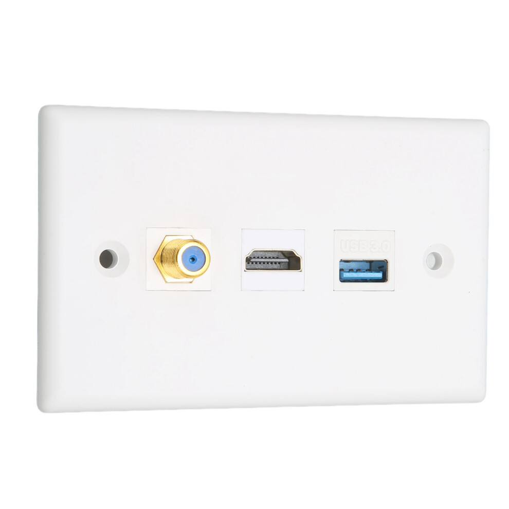 Hd Multimedia Interface Ethernet Wall Plate With Usb 3.0 For Projectors & Computers 8751356843590