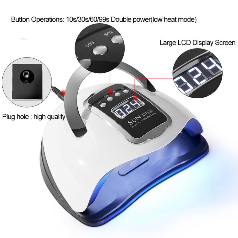 280W Portable UV Nail Lamp 66 LEDs with 4 Timer LCD Display