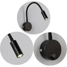 2 Pcs Black Wall Reading Lamp 3w, Flexible Neck Adjustable Wall Lamp Aluminum Table Lamp