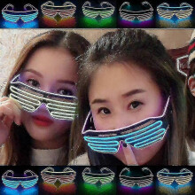 (12) Shutter Double Color Flashing Glasses Voice Control Led Light Goggles For Party Bar