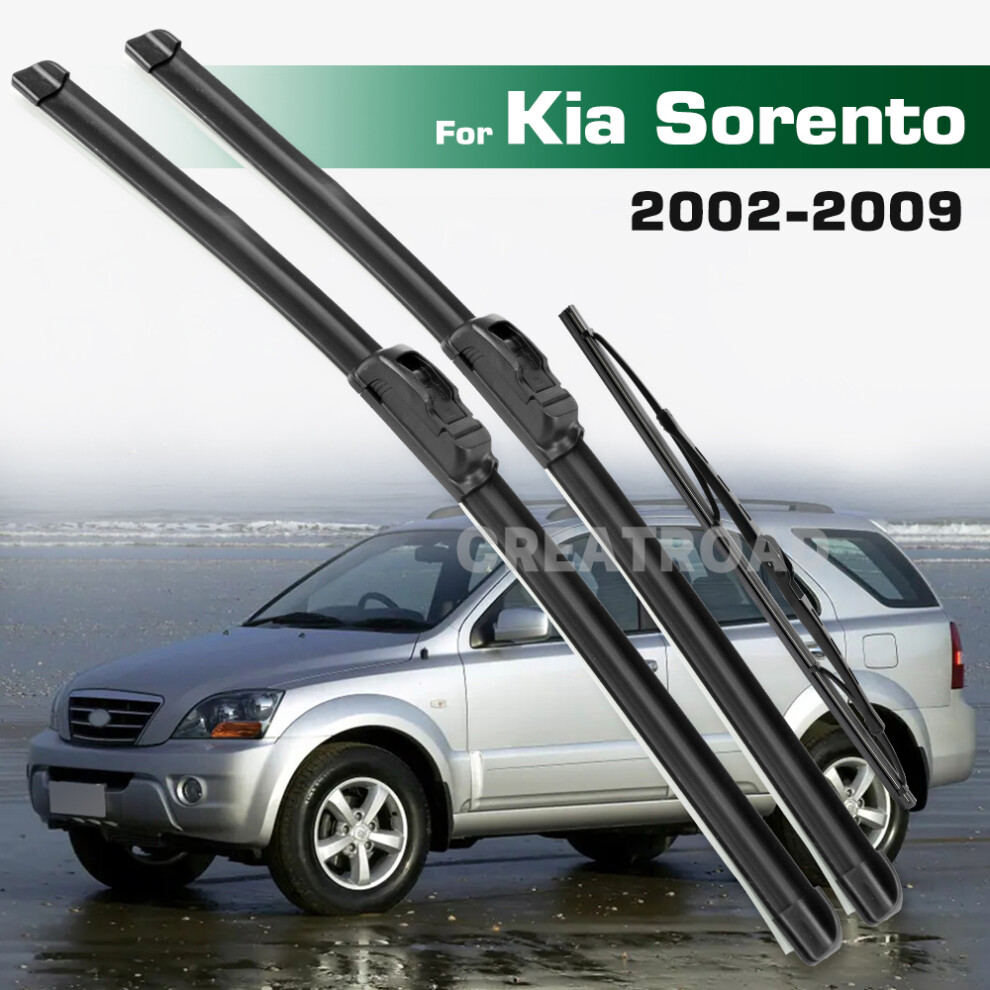 (3Pcs) Wiper Lhd&Rhd Front & Rear Wiper Blades Set For Kia Sorento I 2002 - 2009 Windshield Windscreen Window Brushes 6935159272289