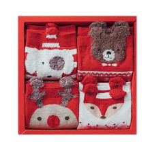 (red) 4 Pair Cute Novelty Cozy Christmas Socks Print Fun Colorful Festive Crew Gifts For Women With Gift Box