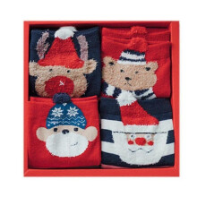 (Striped old man) 4 Pair Cute Novelty Cozy Christmas Socks Print Fun Colorful Festive Crew Gifts For Women With Gift Box
